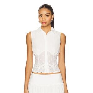 NWT MORE TO COME Danie Button Up Top in White